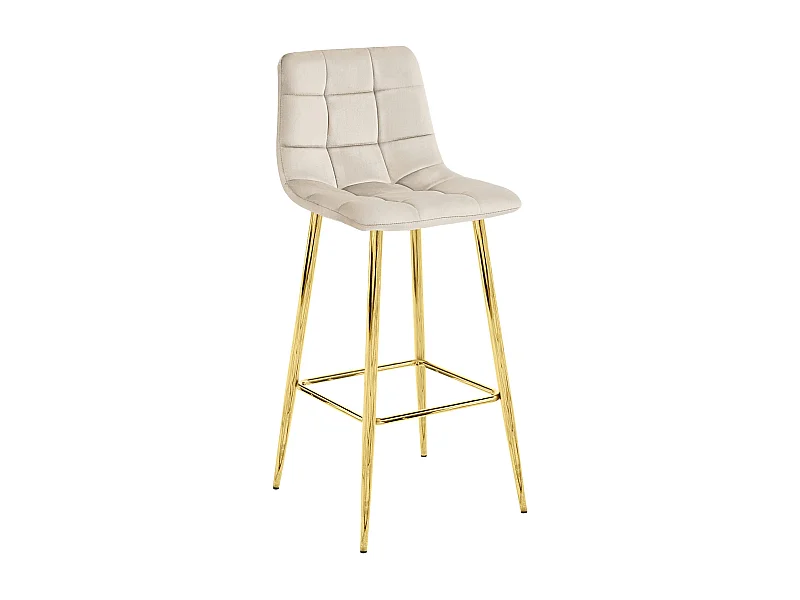 Tabouret Valora TEOTO en velours beige, pieds dorés, design moderne