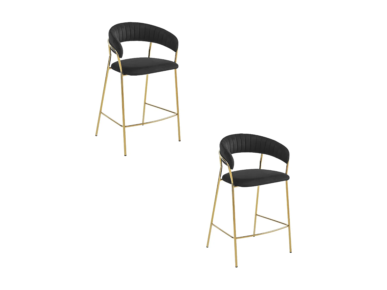 Valora BADIA STOOL Czarny aksamit złote nogi do kuchni x2