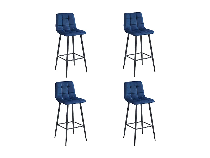 Valora TEOTO Kruk Marineblauw Fluweel Zwarte Poten voor Keuken x4