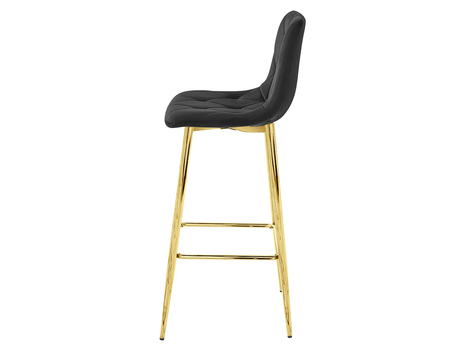 Taburete Valora KODA, terciopelo negro, patas doradas, diseño moderno (x3)