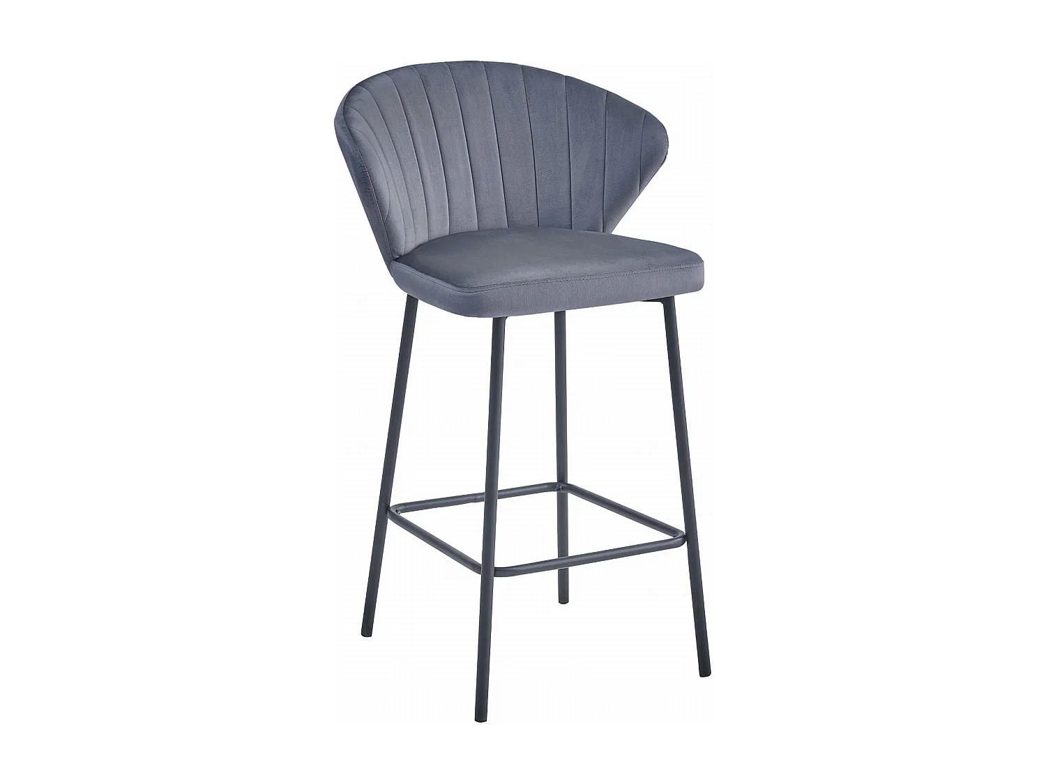 Tabouret de bar Valora GATTA, velours gris foncé, pieds noirs (x2)