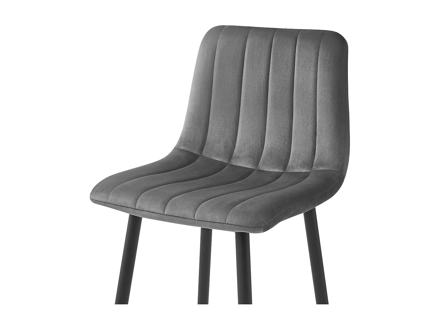 Tabouret Valora POZZA en velours gris foncé, pieds noirs, pour cuisine (x3)