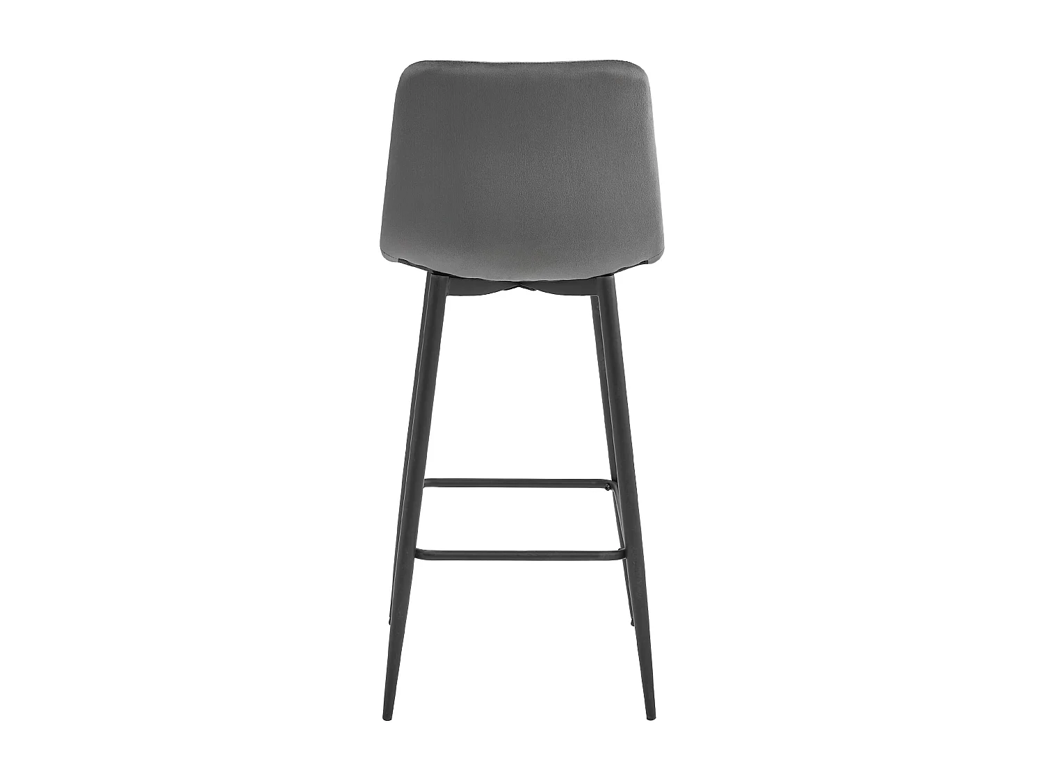 Tabouret Valora POZZA en velours gris foncé, pieds noirs, pour cuisine (x3)