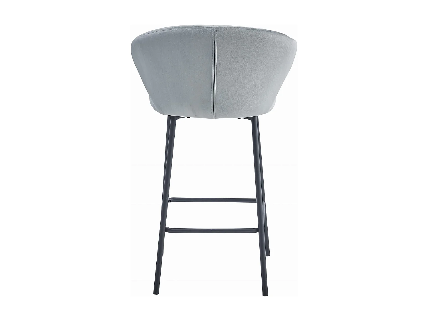 Tabouret Valora GATTA en velours gris argenté avec pieds noirs pour la cuisine