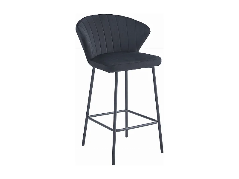 Tabouret Valora GATTA en velours noir, design ergonomique pour la cuisine