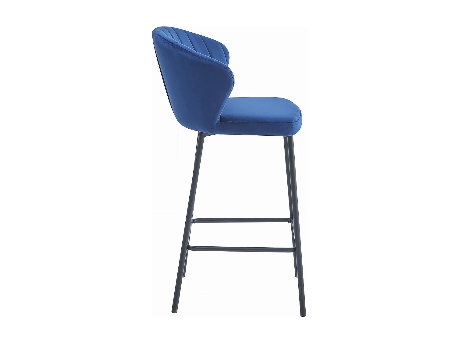 Tabouret Valora GATTA en velours bleu marine avec pieds noirs pour la cuisine