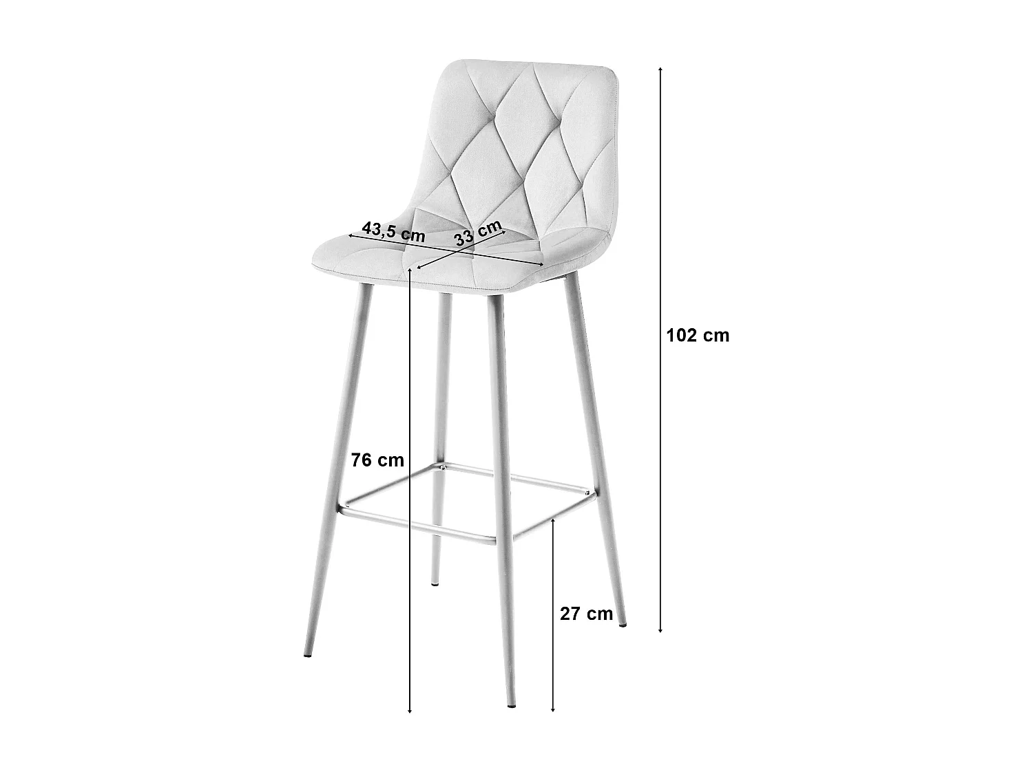 Tabouret Valora KODA en velours beige, pieds dorés, pour cuisine (x3)