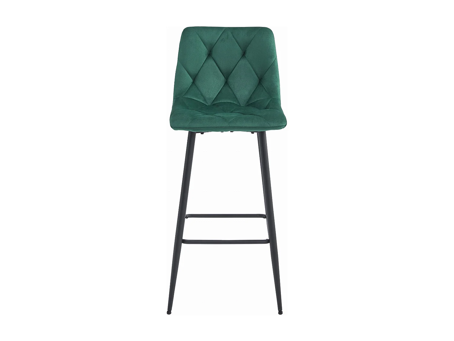 Tabouret Valora KODA en velours vert foncé, pieds noirs x4