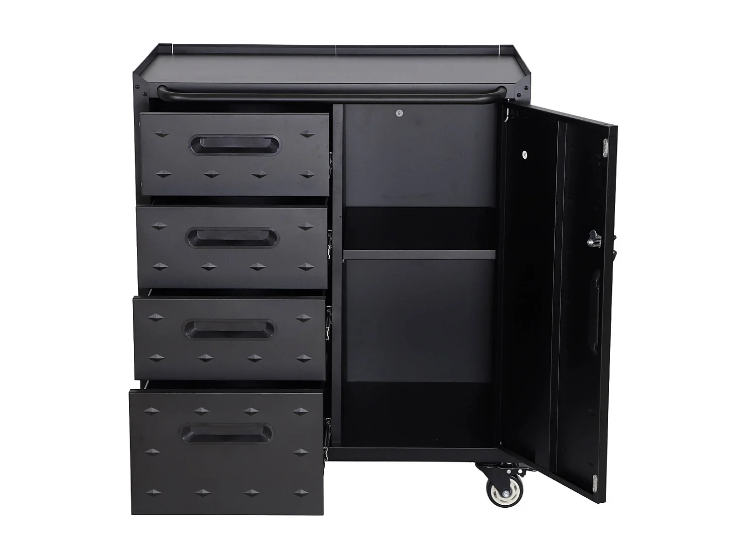 Mueble bajo de almacenamiento para garaje con 4 cajones y una puerta