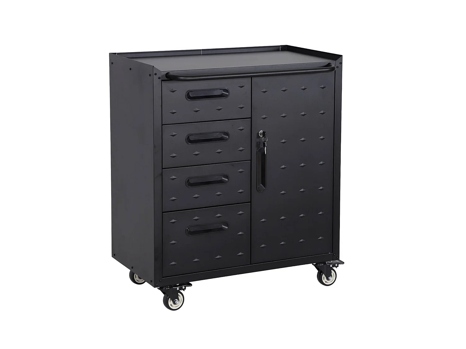 Meuble bas de rangement pour garage avec 4 tiroirs et une porte