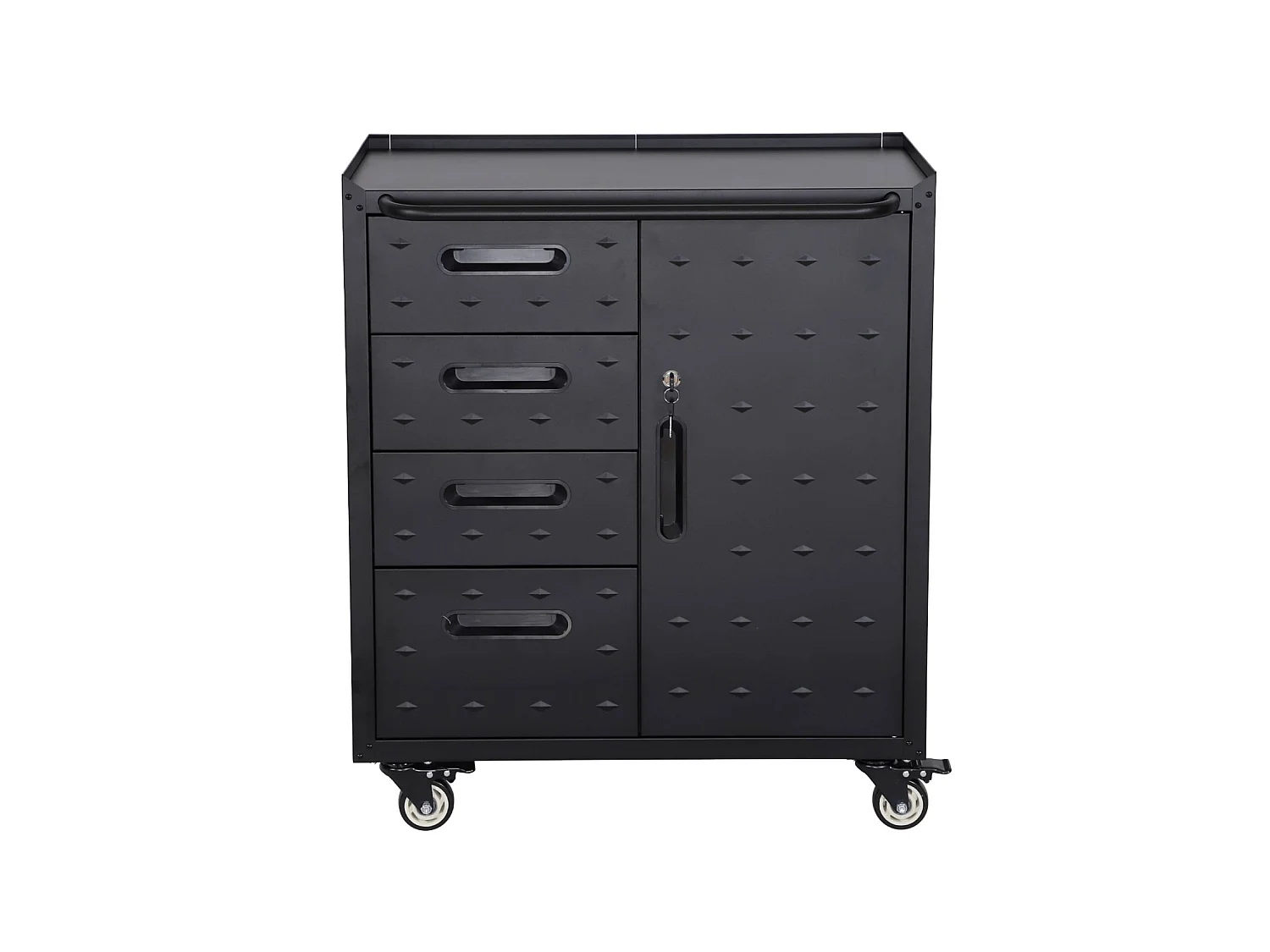 Meuble bas de rangement pour garage avec 4 tiroirs et une porte