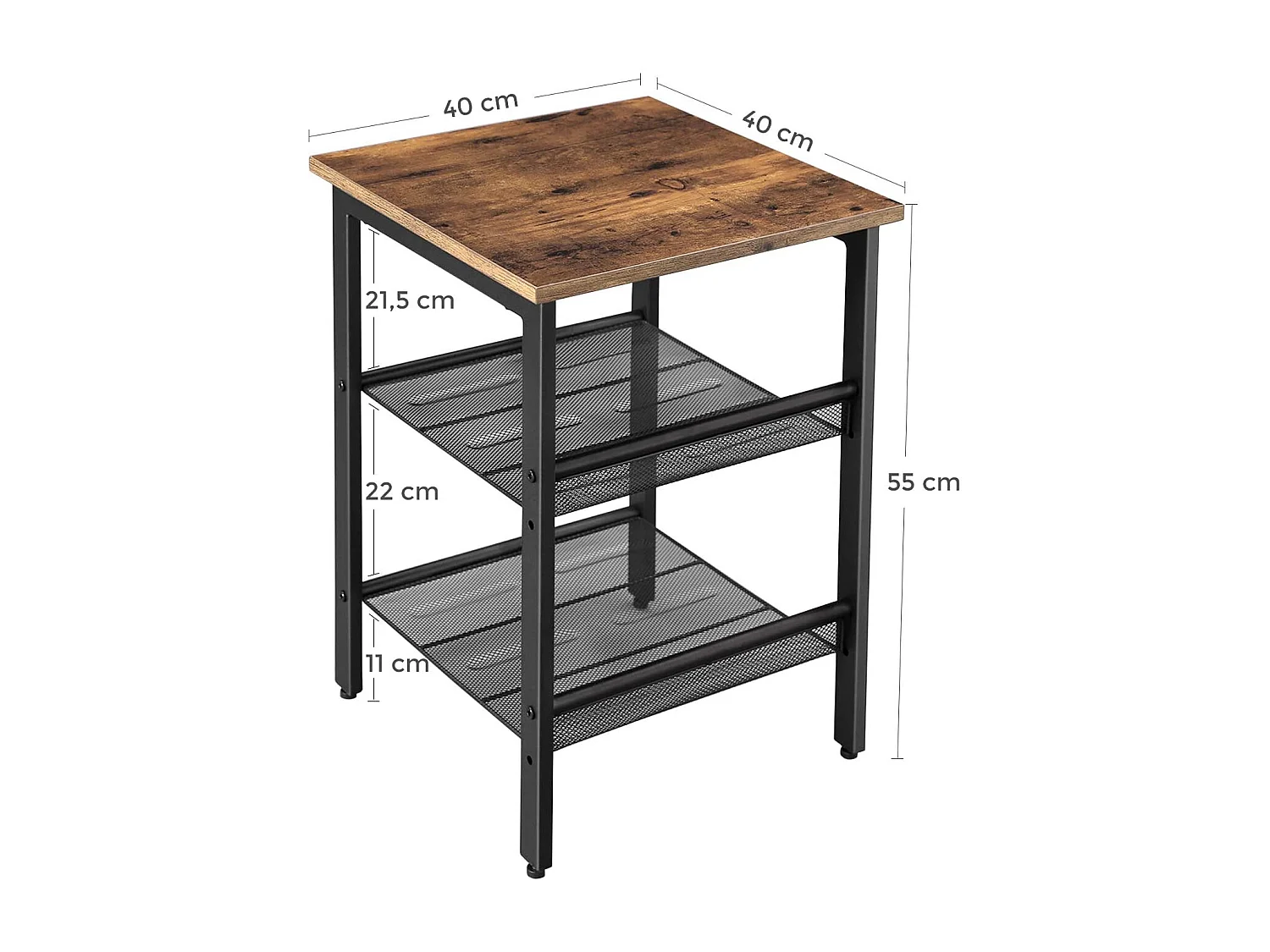 Valora Couchtisch, rustikal, braun-schwarz, Spanplatte, Stahl