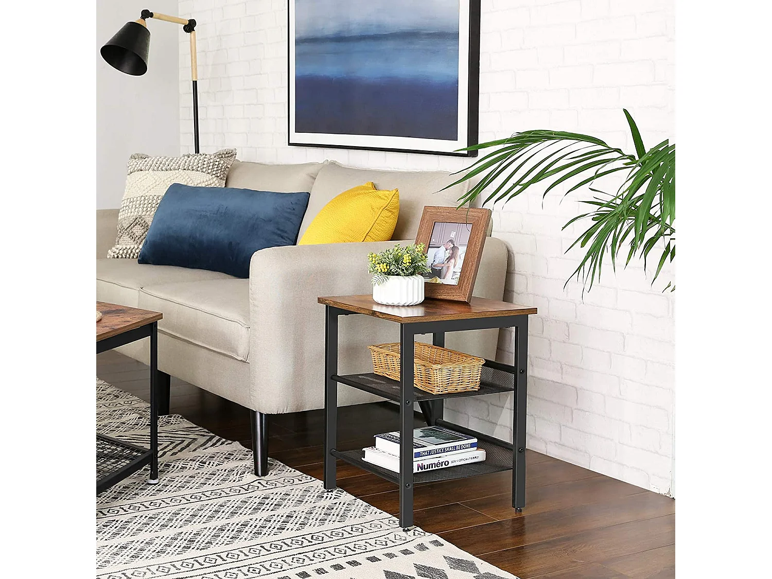 Stolik kawowy Valora Table Cabinet Rustic Brown Black Płyta wiórowa Stal