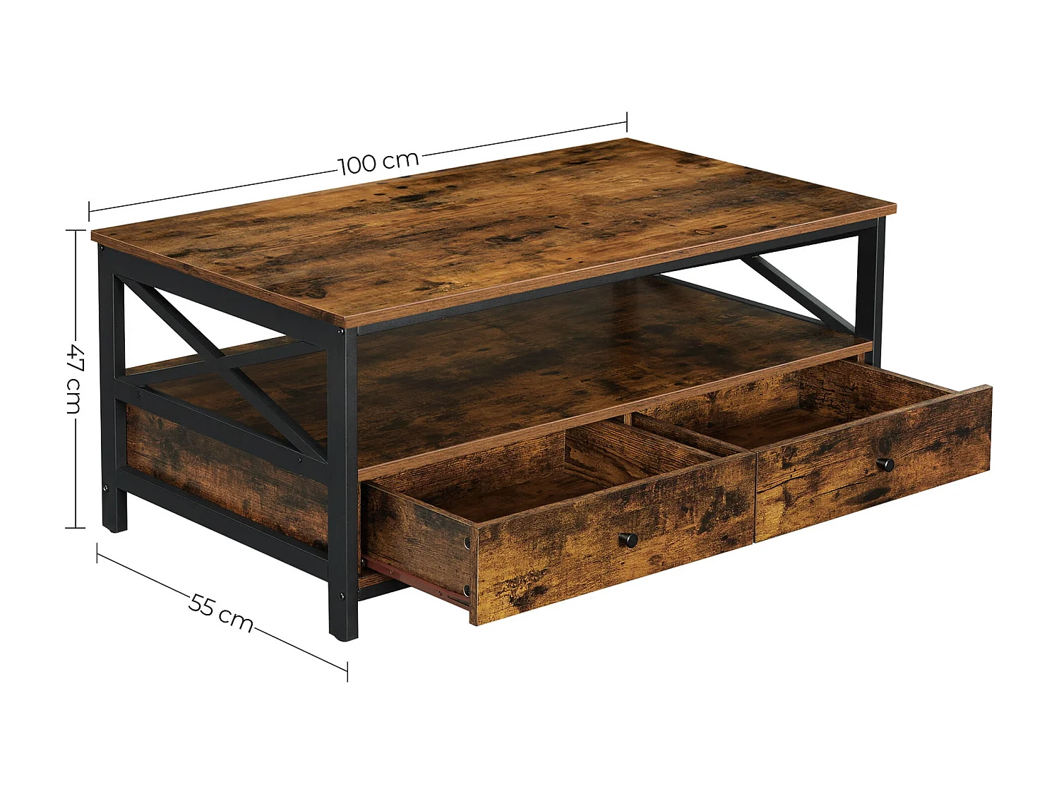 Table basse Valora LCT21BXV1 style loft rustique marron