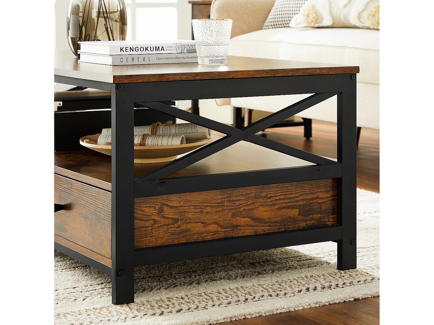 Table basse Valora LCT21BXV1 style loft rustique marron