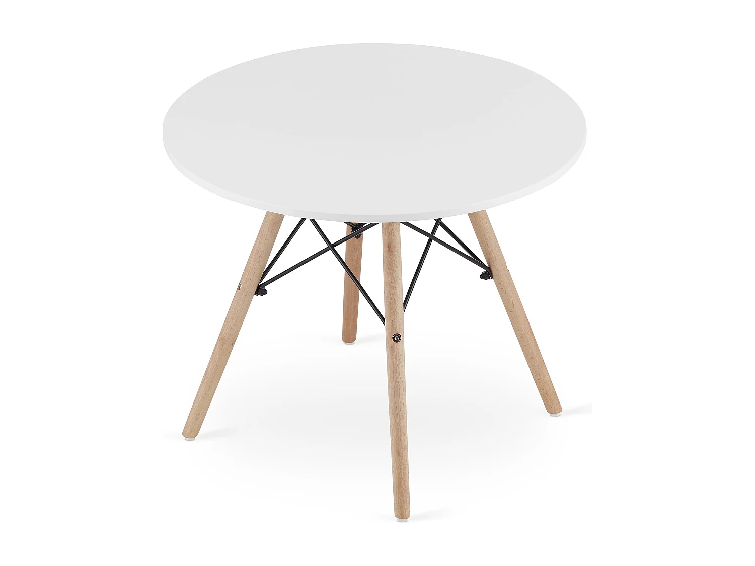 Valora MAKSI Couchtisch, modern, rund, Beine aus weißem Buchenholz, 60 cm