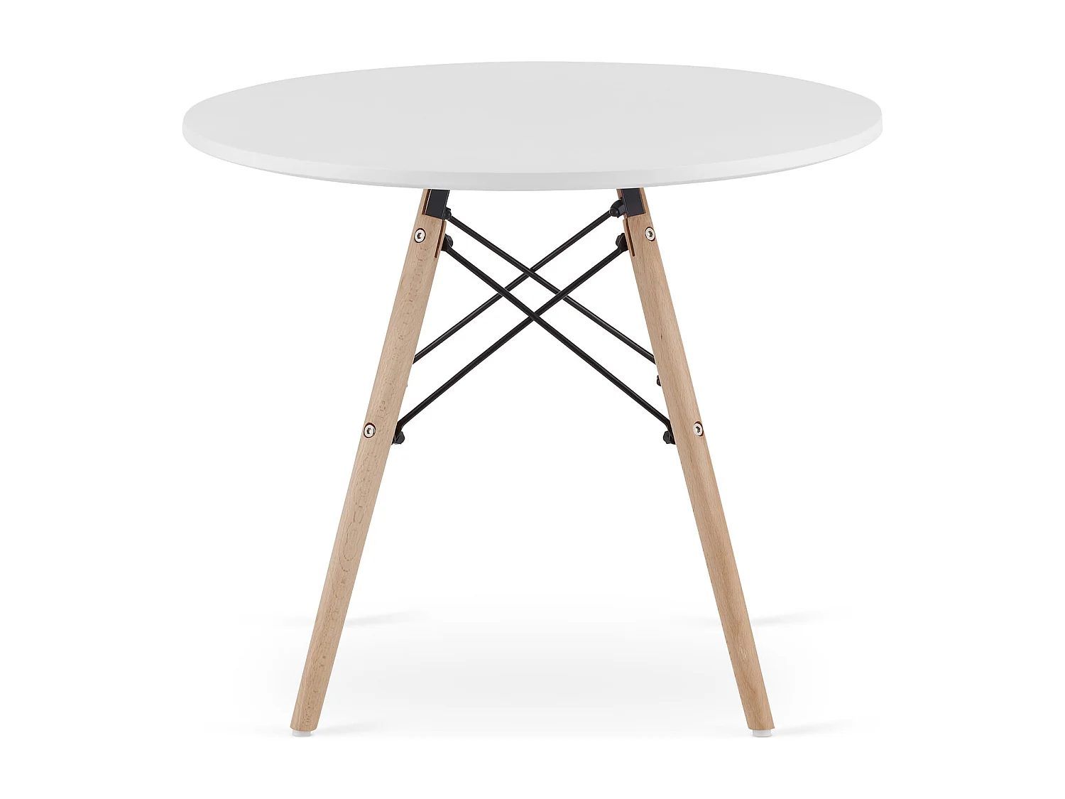 Table basse ronde moderne Valora MAKSI, pieds en hêtre blanc, 60 cm