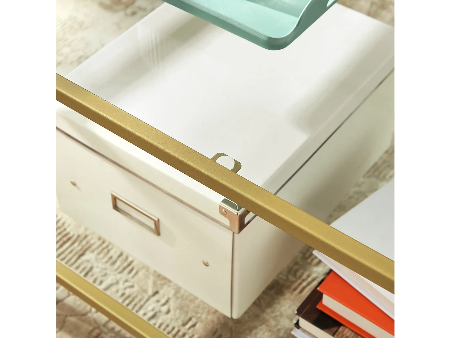 Valora TABLE Table basse avec plateau en verre doré pour salon