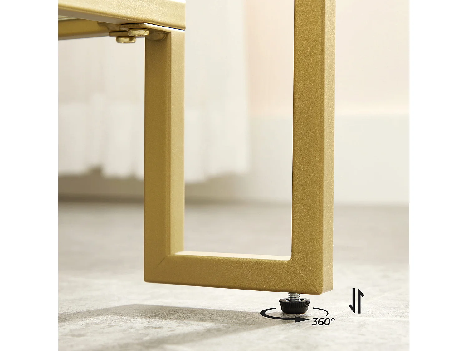 Valora TABLE Table basse avec plateau en verre doré pour salon