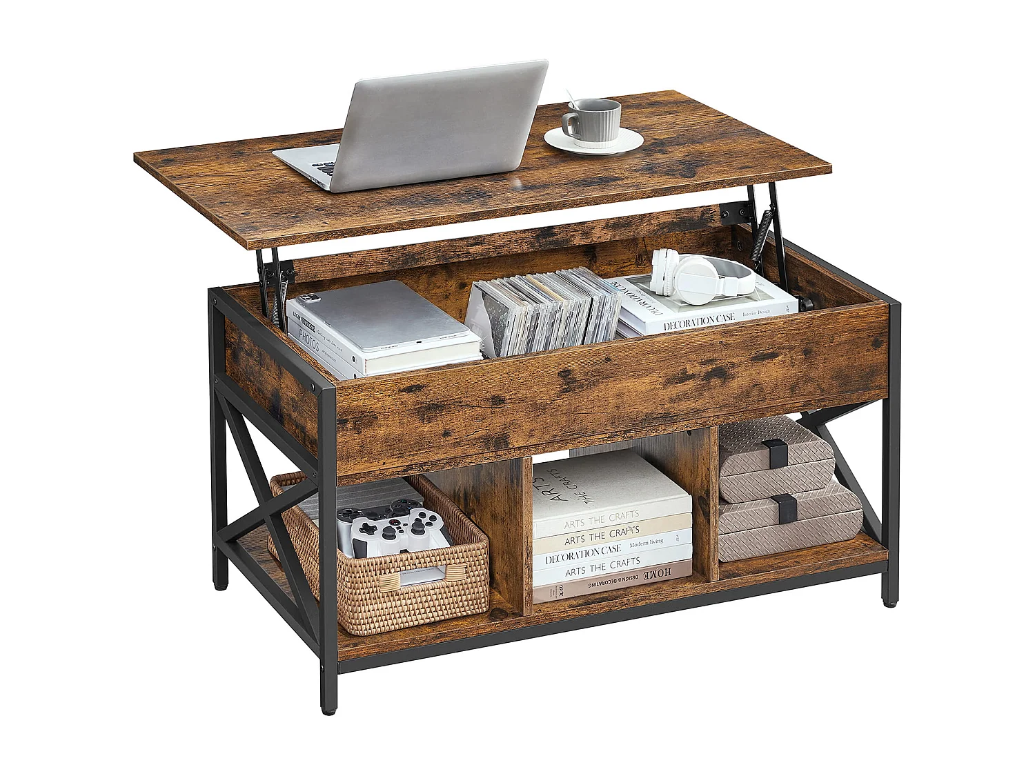 Table basse Valora en métal brun rustique pour salon