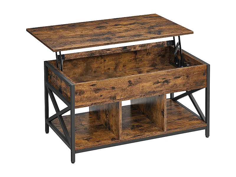 Table basse Valora en métal brun rustique pour salon