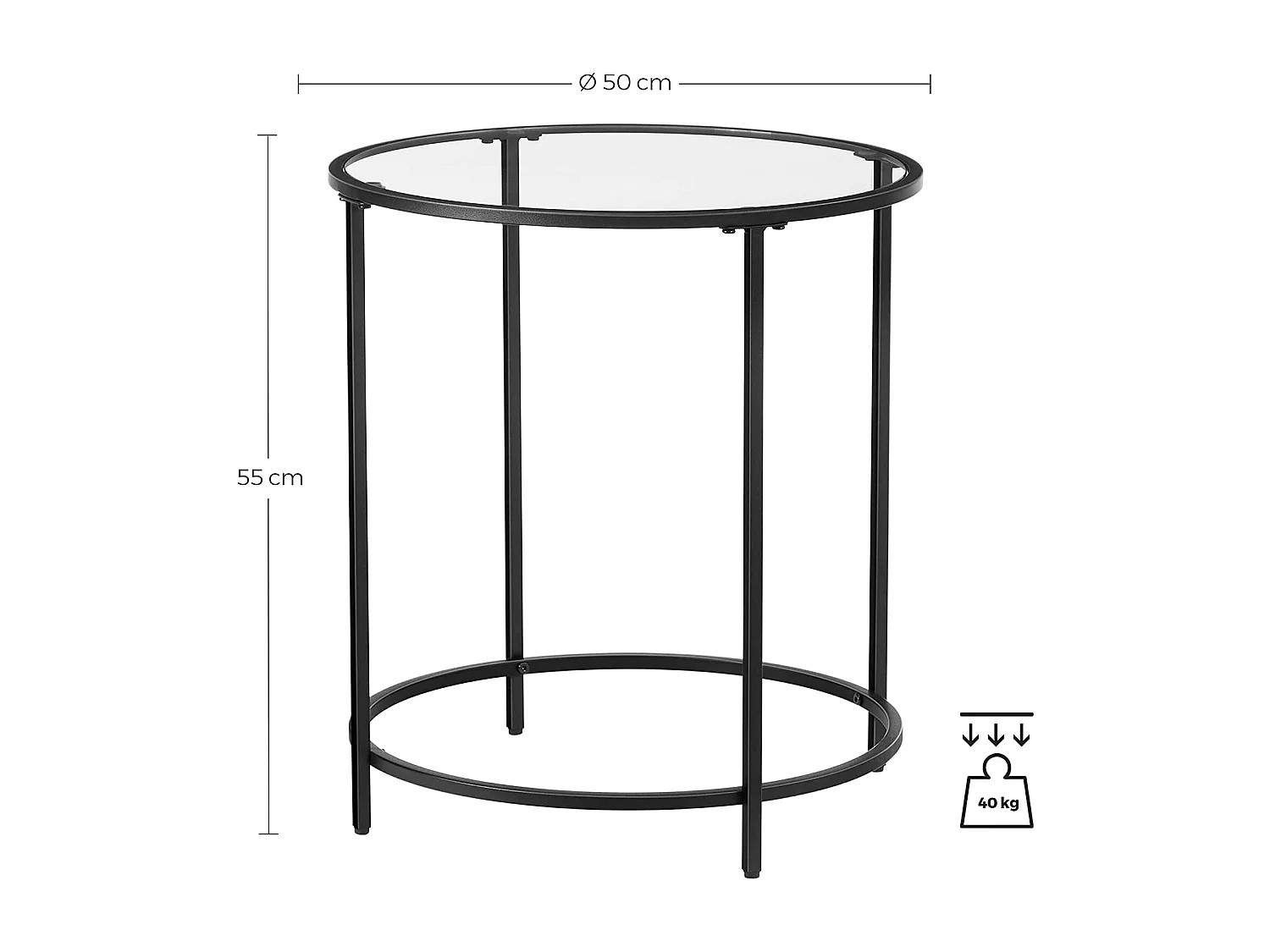 Valora TABLE RONDE Table basse avec plateau en verre pour salon