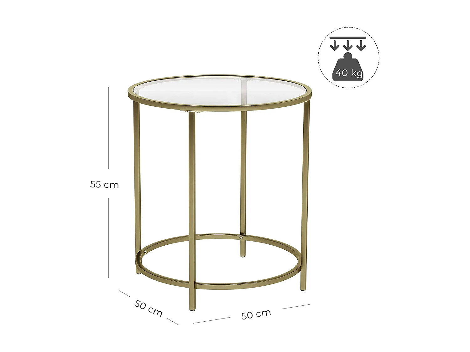Table basse Valora en verre, plateau en verre et fer doré, idéale pour le salon