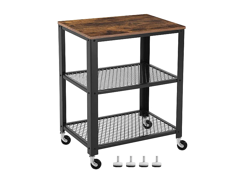 Valora Tafel op Wielen Salontafel Vintage Zwart Set van 1