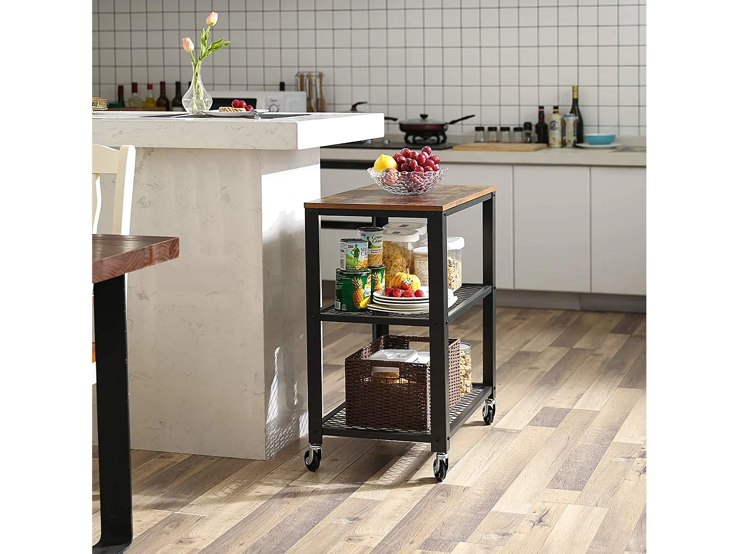 Valora Tafel op Wielen Salontafel Vintage Zwart Set van 1