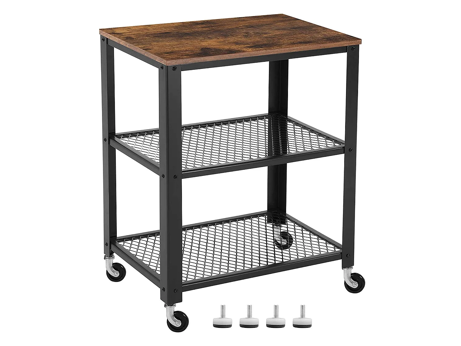 Valora Tafel op Wielen Salontafel Vintage Zwart Set van 1