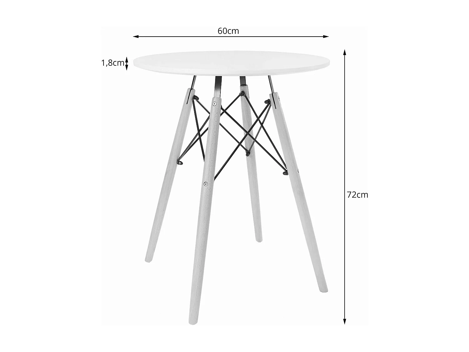 Table ronde Valora KOVA, pieds en hêtre blanc, 60 cm