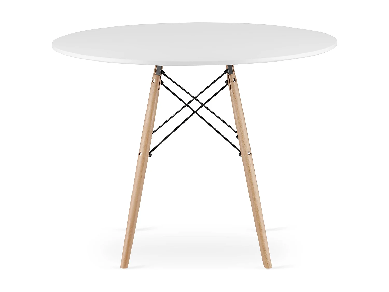 Table ronde Valora KOVA en MDF blanc, pieds en hêtre