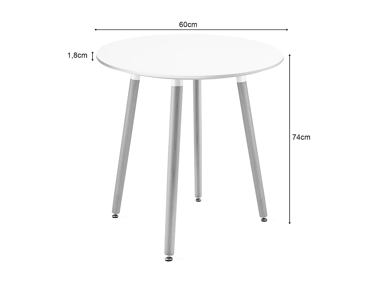 Table ronde Valora KAMI, pieds en hêtre blanc, 60 cm