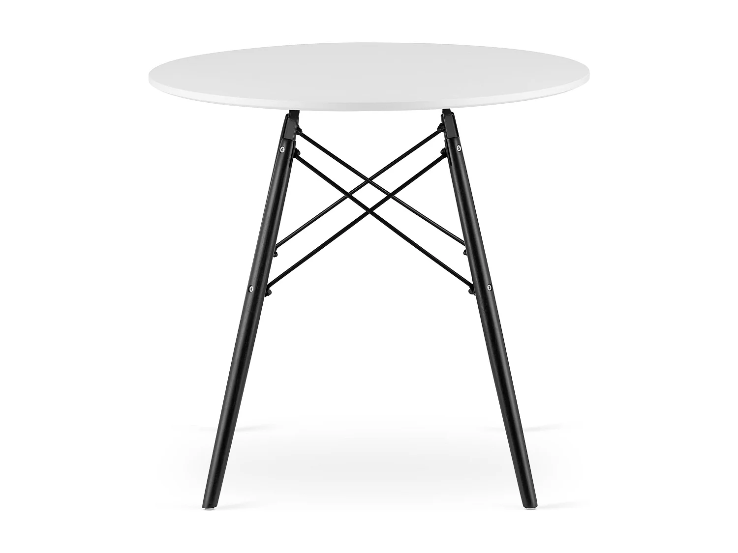 Table ronde Valora KOVA blanche, pieds noirs, 80 cm