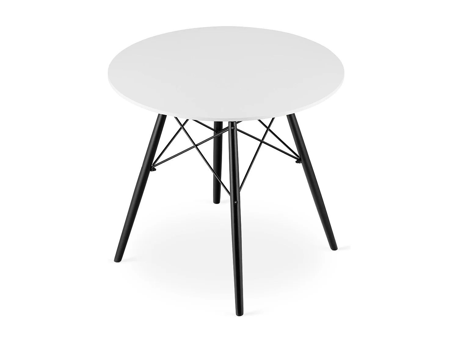 Table ronde Valora KOVA blanche, pieds noirs, 80 cm