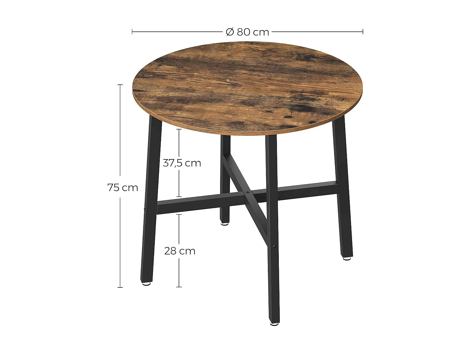 Table ronde Valora en acier brun rustique, 80 x 75 cm