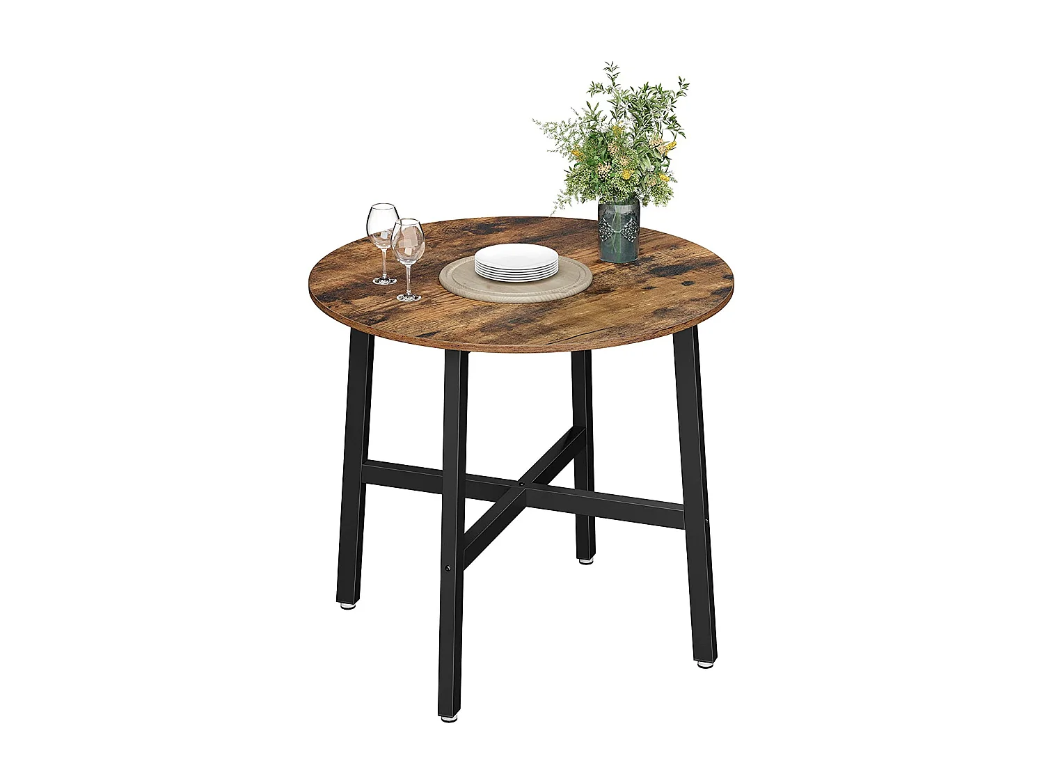 Table ronde Valora en acier brun rustique, 80 x 75 cm