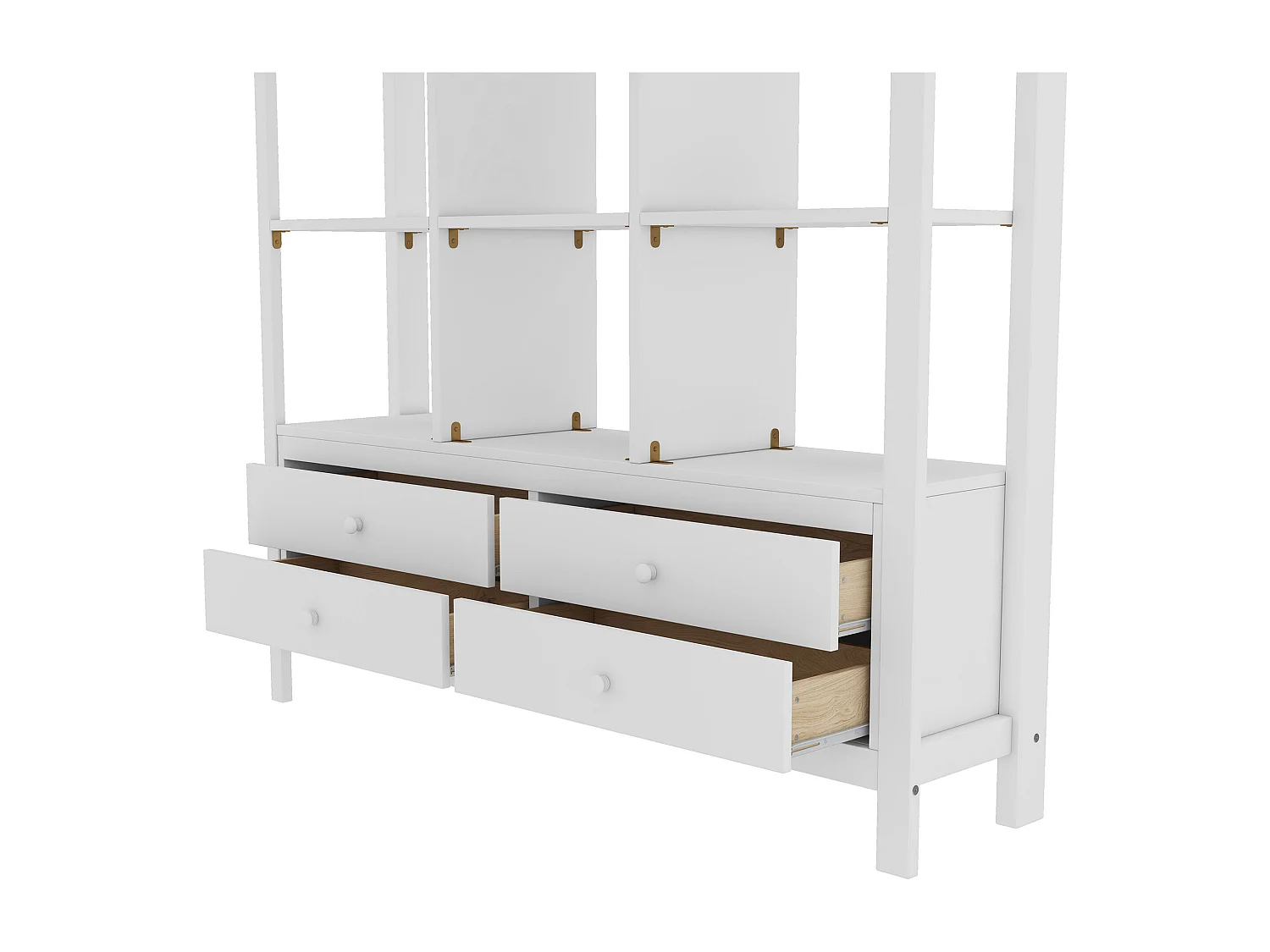 Lit mezzanine 140x200 cm blanc pour enfant avec tiroirs de rangement et bureau inférieur, sans matelas – pratique et fonctionnel