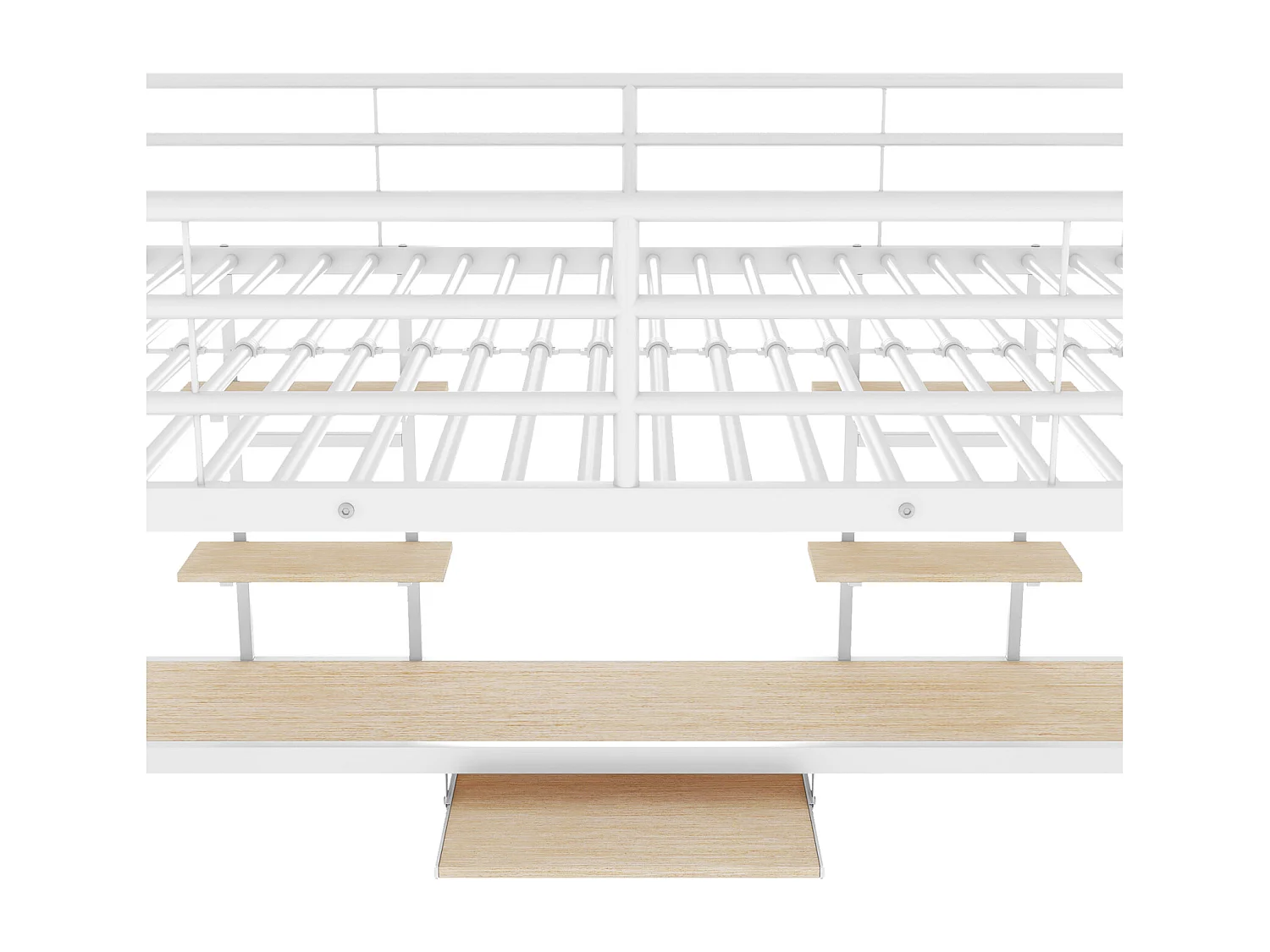 Lit mezzanine 140x200 cm en métal blanc avec bureau intégré et 2 étagères – Idéal pour enfant, ado ou adulte, design pratique