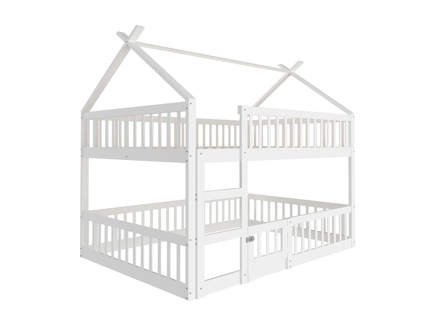 Lit superposé enfant 140x200 cm, lit familial avec échelle, style loft, cadre en bois massif blanc – Pratique et sécurisé pour chambre enfant