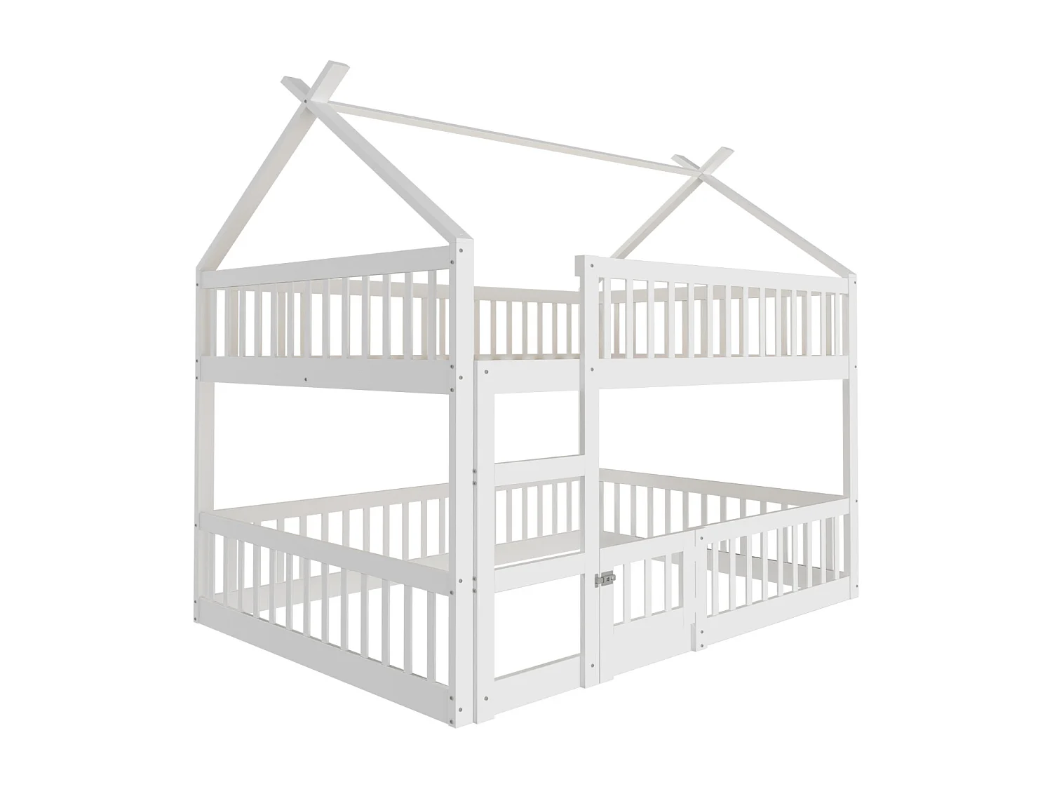 Lit superposé enfant 140x200 cm, lit familial avec échelle, style loft, cadre en bois massif blanc – Pratique et sécurisé pour chambre enfant