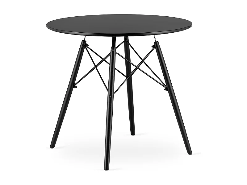 Table ronde Valora KOVA TODI 80 cm - Noir / Pieds noirs