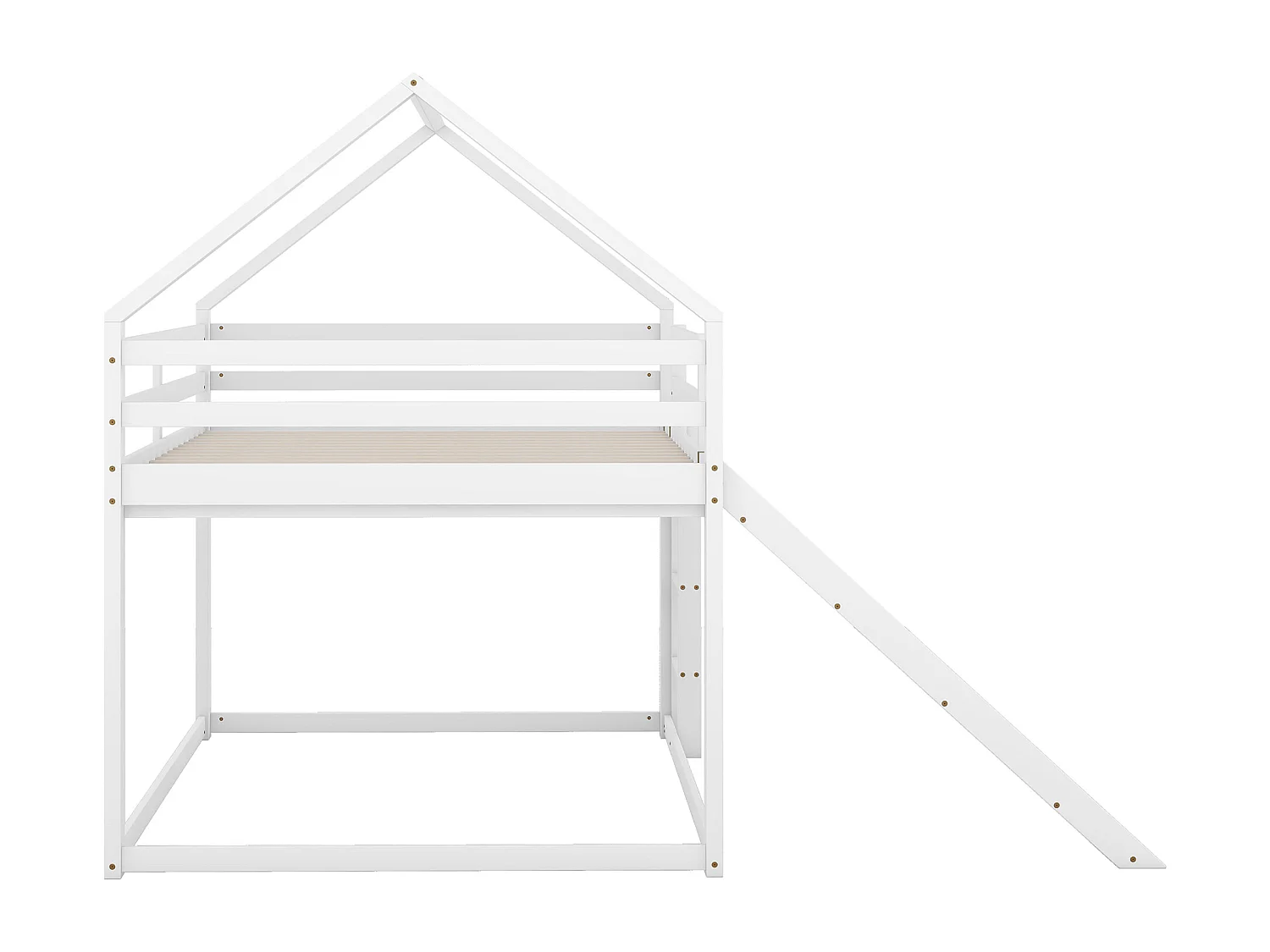 Lit superposé cabane 140x200 cm blanc avec toboggan et échelle, design maison, idéal pour chambre d’enfant