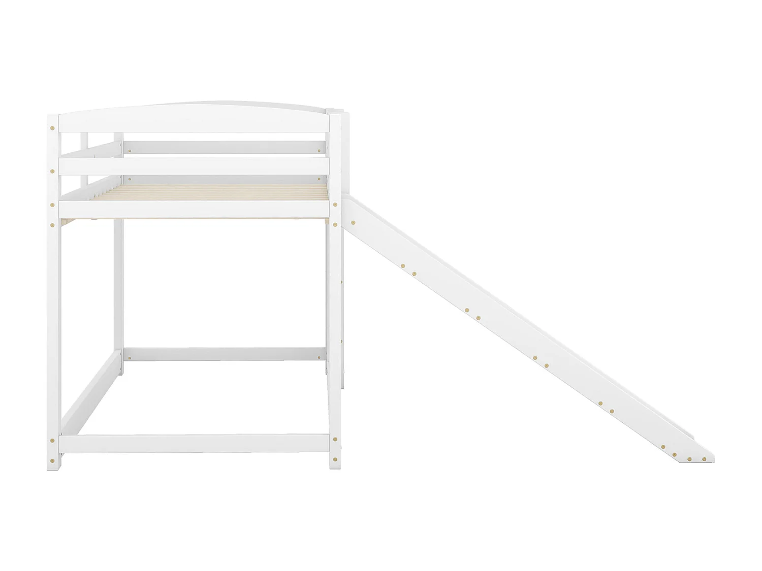 Lit superposé enfant 90x200cm blanc en bois massif avec toboggan – Montage facile, lit pratique, sûr et ludique pour enfants