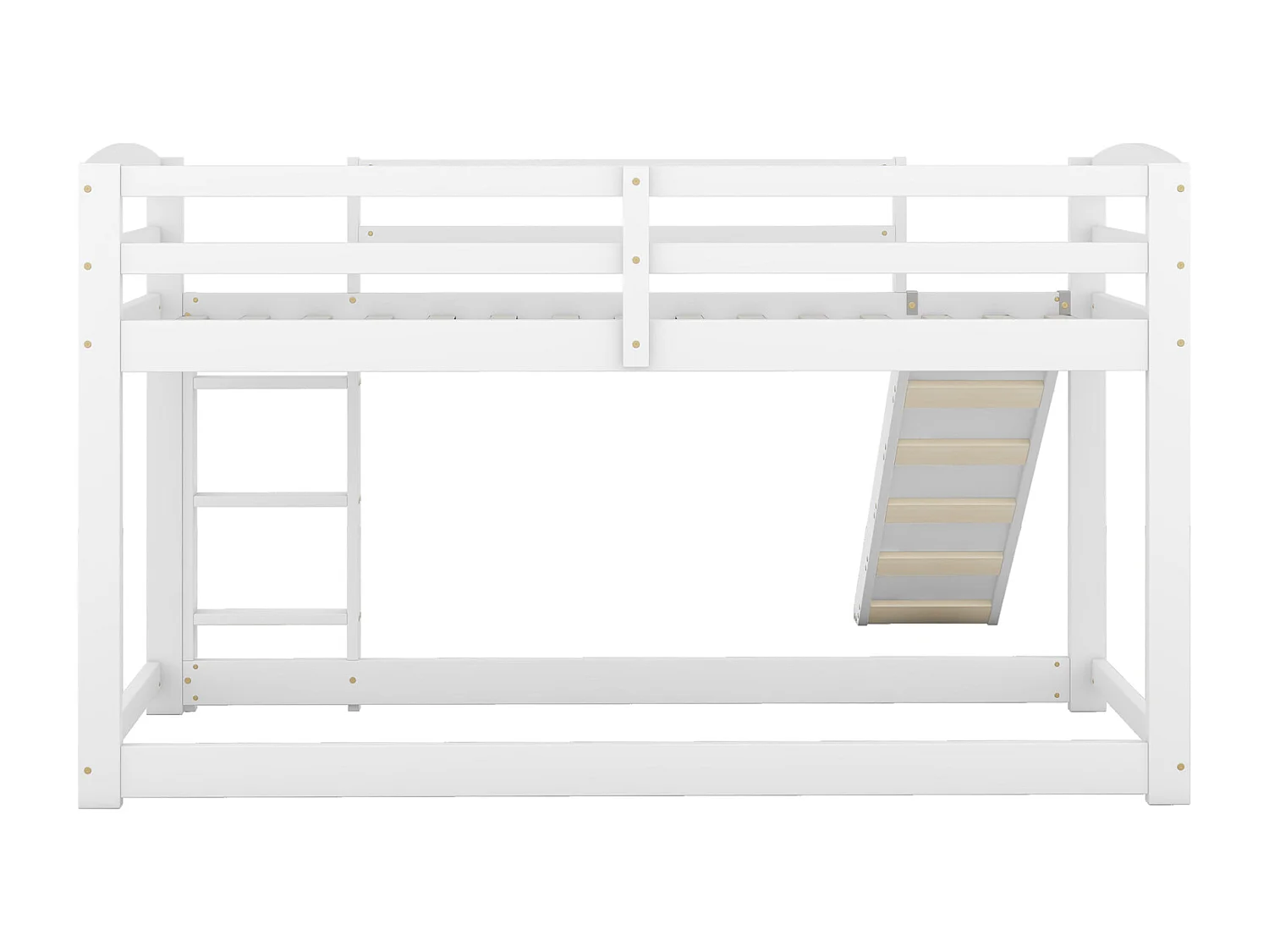 Lit superposé enfant 90x200cm blanc en bois massif avec toboggan – Montage facile, lit pratique, sûr et ludique pour enfants