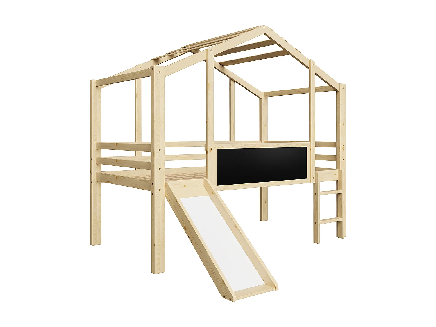 Lit mezzanine 140x200 cm blanc pour enfant avec tiroirs de rangement et bureau inférieur, sans matelas – pratique et fonctionnel