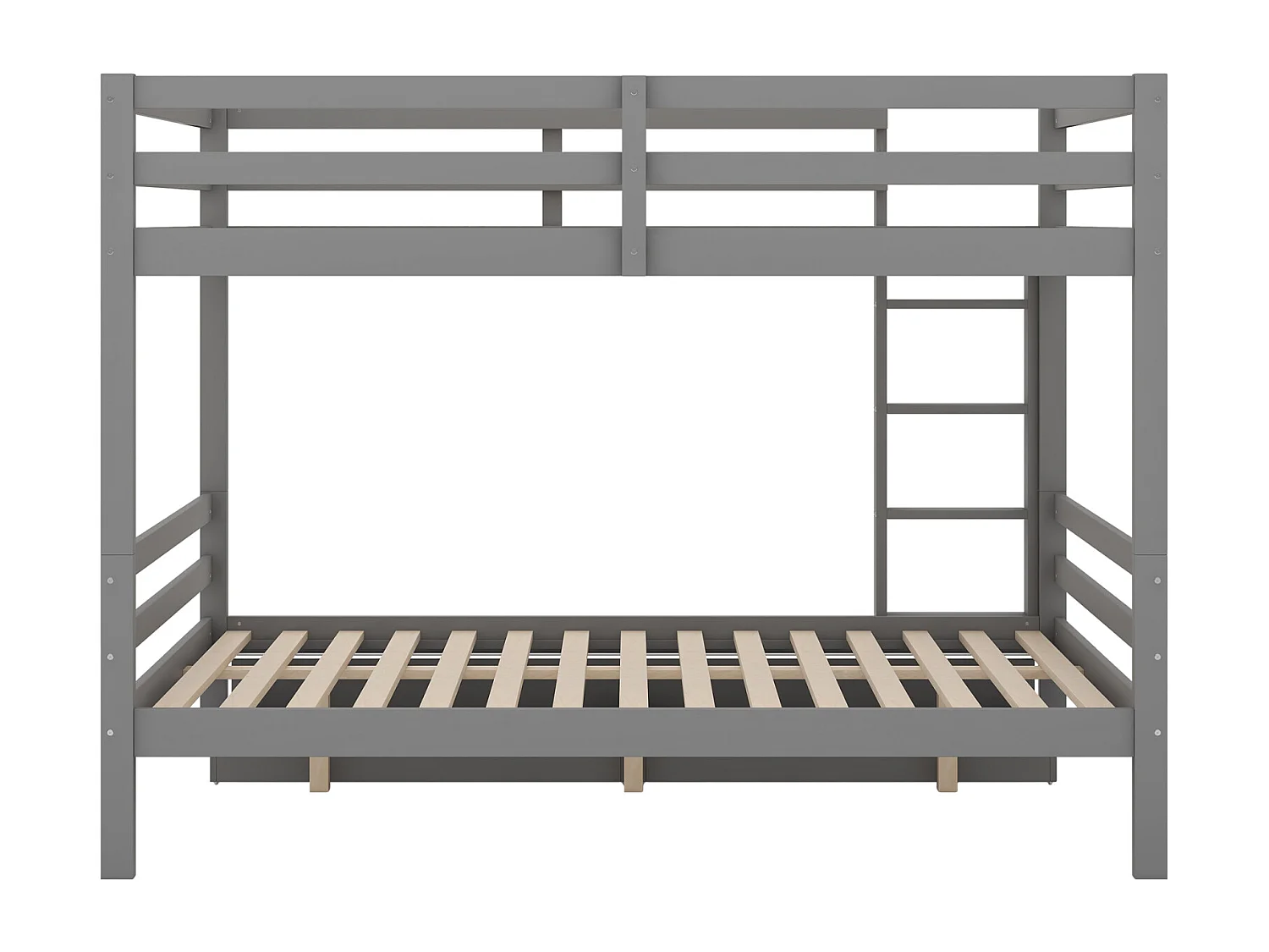 Lit superposé 140x200 cm pour enfants avec tiroirs de rangement, barrières hautes et structure solide – coloris gris