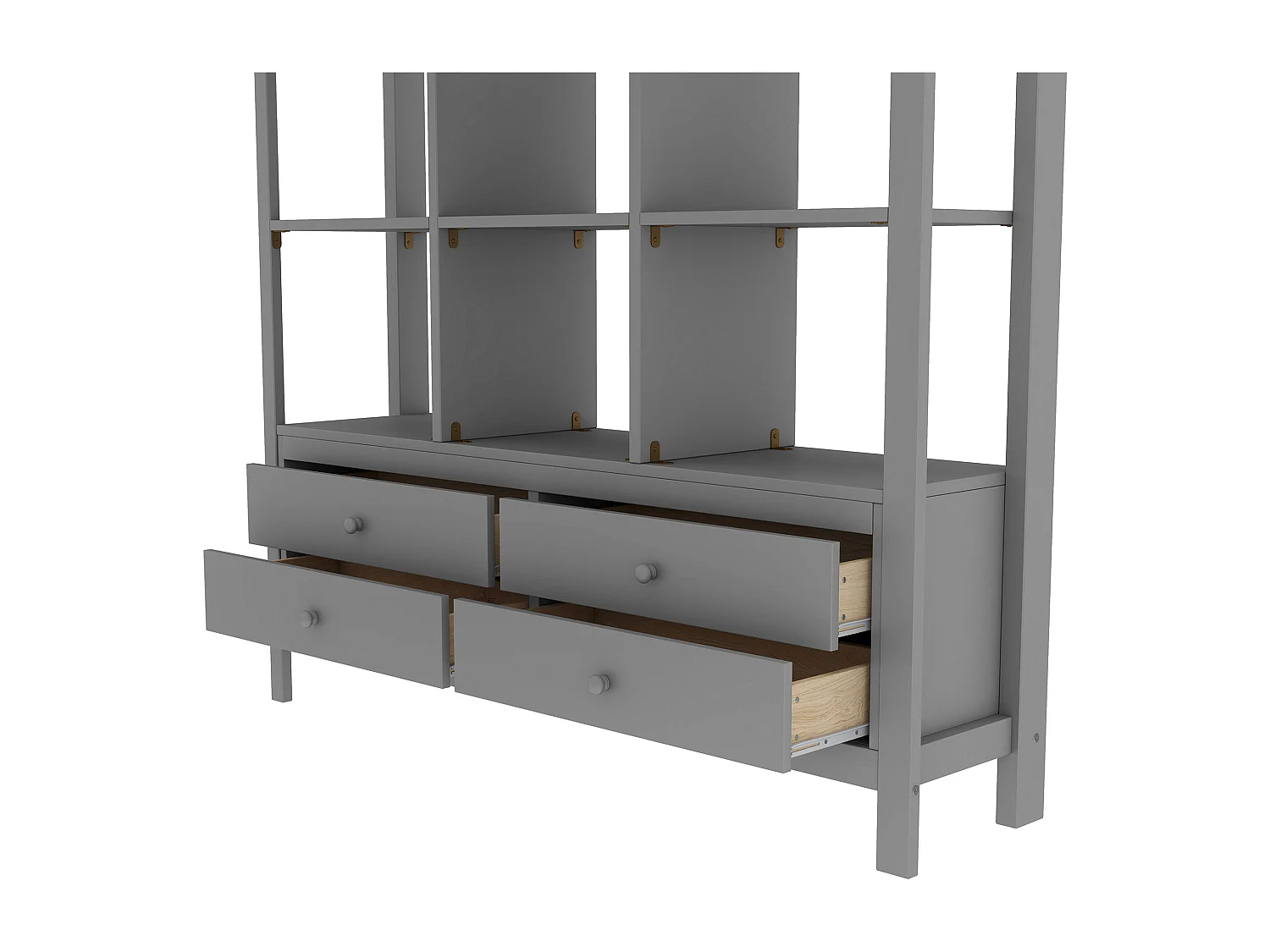 Lit mezzanine 140x200 cm pour enfants avec tiroirs de rangement et bureau intégré – sans matelas, coloris gris