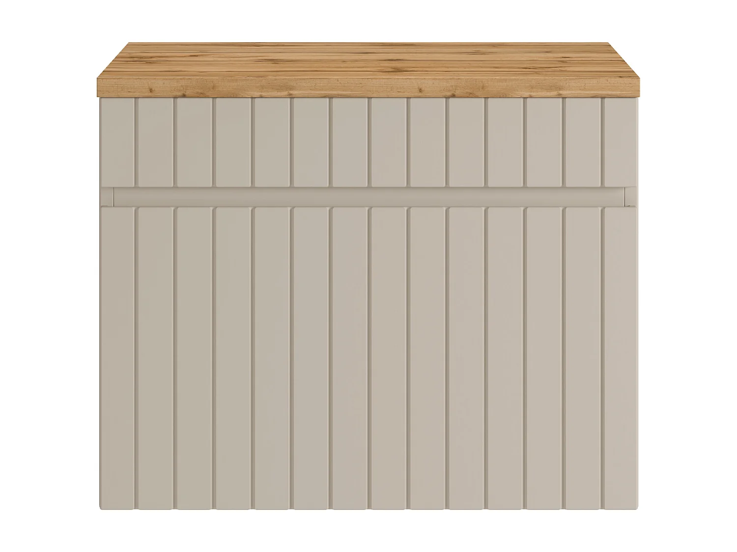Meuble sous vasque suspendu strié beige avec planche - 60 cm - SATARA