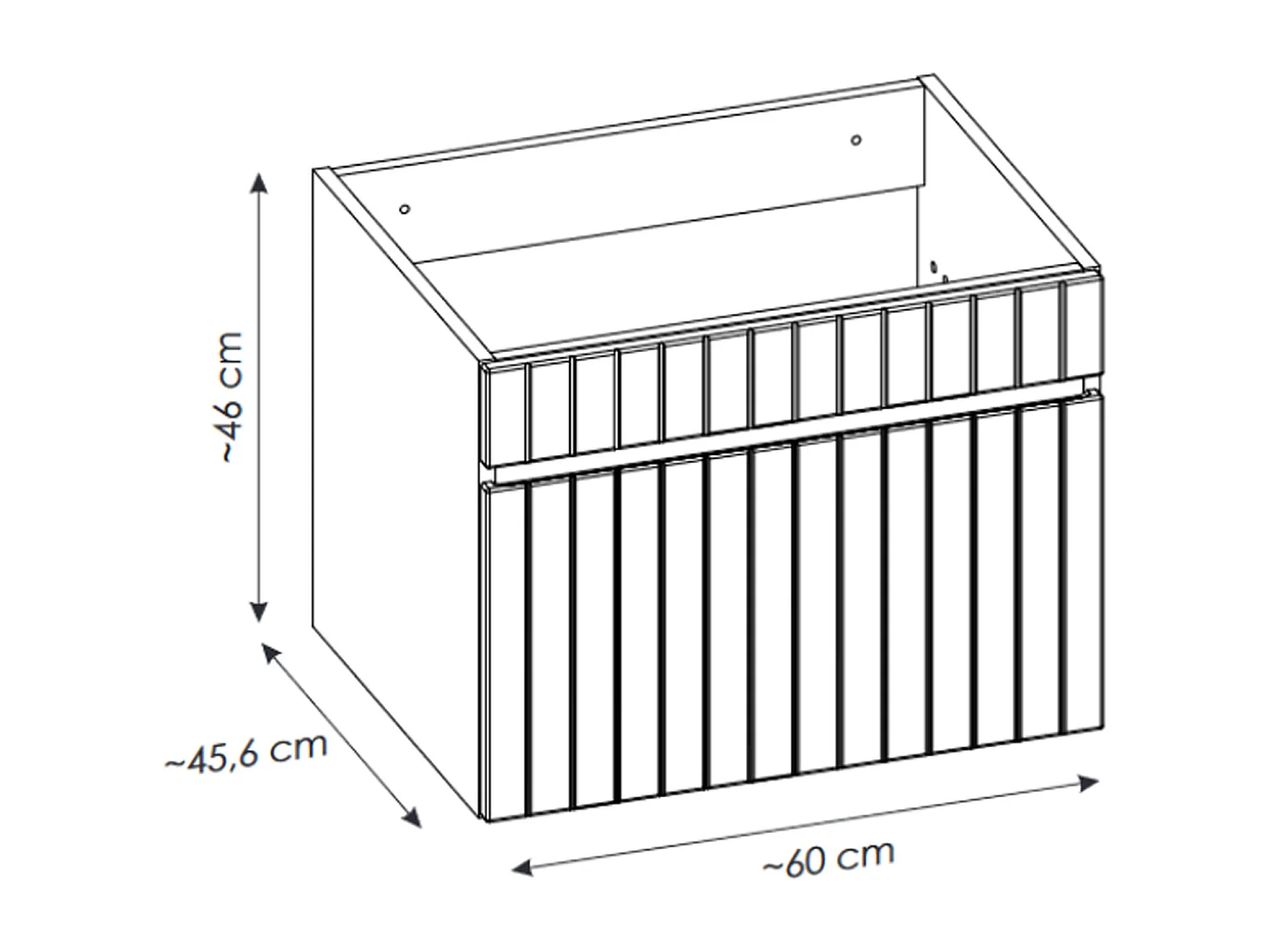Meuble de salle de bain suspendu strié beige avec vasque à poser ronde - 60 cm - SATARA